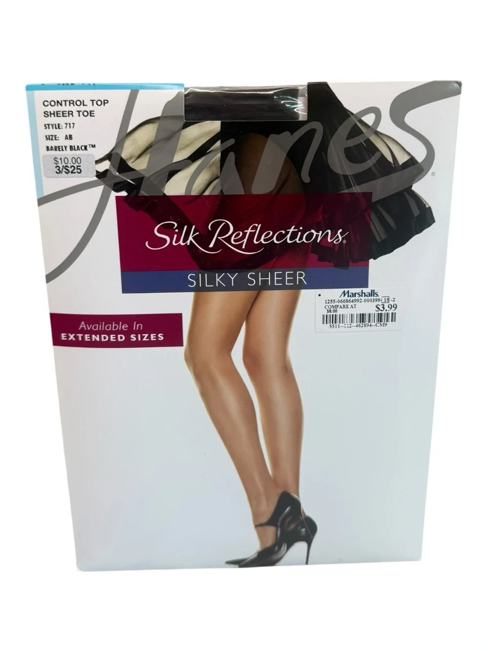 Hanes silk reflections silky sheer control Top Pantyhose AB 717 Barely Black